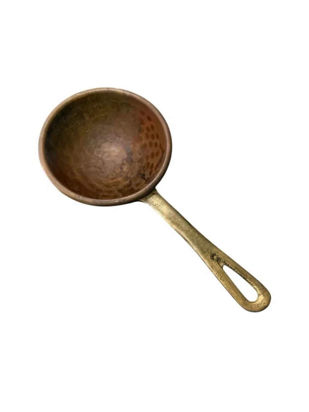 Vintage Hammered Copper Serving Ladle Brass Handle 11”